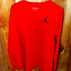 Jordan Red Long Sleeve Tee with Iconic Jumpman